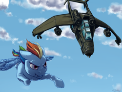 Size: 1280x960 | Tagged: safe, artist:causticeichor, imported from derpibooru, rainbow dash, flying, imperial guard, valkyrie, warhammer (game), warhammer 40k