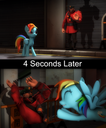 Size: 1080x1308 | Tagged: safe, artist:demonicssb, imported from derpibooru, rainbow dash, 3d, crossover, incoming hug, soldier, team fortress 2