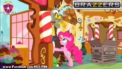 Size: 2048x1151 | Tagged: safe, edit, edited screencap, imported from derpibooru, screencap, discord, pinkie pie, make new friends but keep discord, annoyed, brazzers, cardboard box, discopie, discord is not amused, hideo kojima, male, metal gear, metal gear solid, shipping, straight, unamused, unitárium