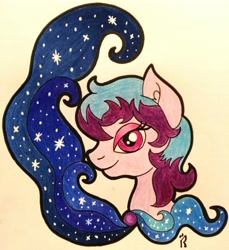 Size: 3120x3413 | Tagged: safe, artist:dawn-designs-art, imported from derpibooru, oc, oc only, oc:galaxy star, earth pony, pony, abstract, bust, fancy headshot, portrait, solo