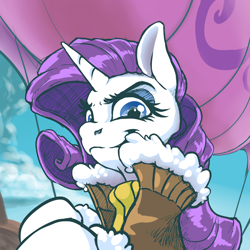 Size: 4509x4500 | Tagged: safe, artist:nadnerbd, imported from derpibooru, rarity, pony, unicorn, absurd resolution, airship, bust, clothes, female, jacket, looking at you, solo