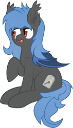 Size: 2756x4858 | Tagged: safe, artist:plone, imported from derpibooru, oc, oc only, oc:graveyard shift, bat pony, pony, commission, sitting, solo