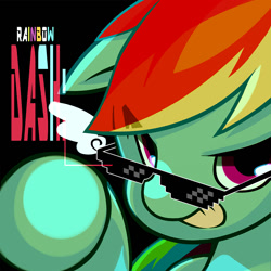 Size: 1000x1000 | Tagged: safe, artist:zx, imported from derpibooru, rainbow dash, black background, female, grin, looking at you, simple background, smiling, solo, sunglasses