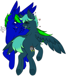 Size: 1050x1200 | Tagged: safe, artist:vennicebeach, imported from derpibooru, oc, oc only, oc:circuit breaker, oc:swiftstorm, blushing, cute, flying, implied gay, love