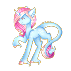 Size: 2000x2000 | Tagged: safe, artist:kurochhi, imported from derpibooru, oc, oc only, oc:opaline, classical unicorn, curved horn, leonine tail, solo, unshorn fetlocks