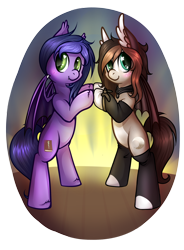 Size: 1000x1359 | Tagged: safe, artist:pingwinowa, imported from derpibooru, oc, oc only, oc:midnight reverie, oc:whimsy whisky, bat, bat pony, pony, feather ears