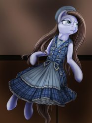 Size: 1280x1707 | Tagged: safe, artist:causticeichor, imported from derpibooru, oc, oc only, oc:emily, pony, bipedal, clothes, dress, solo