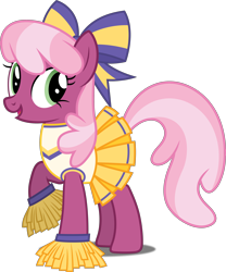 Size: 4162x5000 | Tagged: safe, artist:dashiesparkle, imported from derpibooru, cheerilee, the cart before the ponies, .svg available, absurd resolution, bow, cheerileeder, cheerleader, cheerleader outfit, clothes, female, hair bow, open mouth, pom pom, raised hoof, simple background, skirt, solo, transparent background, vector