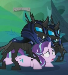 Size: 370x410 | Tagged: safe, imported from derpibooru, screencap, starlight glimmer, changeling, pony, unicorn, to where and back again, armor, changeling armor, changeling guard, cropped, female, mare, out of context