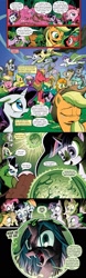Size: 651x2100 | Tagged: safe, edit, idw, imported from derpibooru, apple bloom, applejack, big mcintosh, carrot top, cheerilee, cletus, doctor whooves, fluttershy, golden harvest, lemon hearts, lily valley, lucky clover, lyra heartstrings, observer (character), pinkie pie, queen chrysalis, rainbow dash, rarity, scootaloo, spike, sugar grape, sweetie belle, time turner, twilight sparkle, wild fire, zecora, changeling, changeling queen, earth pony, pegasus, pony, unicorn, zebra, comic:friendship is dragons, spoiler:comic, chrono chrys, clothes, cocoon, comic, cutie mark crusaders, dialogue, ear piercing, earring, eyes closed, female, filly, flying, freckles, hat, hoof hold, jewelry, male, mane seven, mane six, mare, neck rings, necktie, observer, piercing, stallion, text edit, unicorn twilight, watch