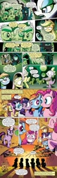 Size: 651x2000 | Tagged: safe, edit, idw, imported from derpibooru, apple bloom, applejack, fluttershy, pinkie pie, queen chrysalis, rainbow dash, rarity, scootaloo, spike, sweetie belle, twilight sparkle, changeling, changeling queen, dragon, earth pony, pegasus, pony, unicorn, comic:friendship is dragons, spoiler:comic, chrono chrys, cocoon, comic, cutie mark crusaders, female, filly, glowing horn, grin, hat, horn, hourglass, magic, male, mane seven, mane six, mare, smiling, telekinesis, text edit, unamused, unicorn twilight