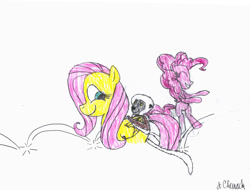 Size: 3278x2497 | Tagged: safe, artist:endlesswire94, imported from derpibooru, fluttershy, pinkie pie, lemur, behaving like a lemur, bouncing, coquerel's sifaka, crossover, cute, jumping, leaping, pronking, zoboomafoo