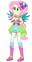 Size: 1800x3500 | Tagged: safe, artist:mixiepie, imported from derpibooru, fluttershy, equestria girls, legend of everfree, boots, clothes, crystal guardian, crystal wings, cute, female, high heel boots, pants, ponied up, rubber boots, simple background, smiling, solo, sparkles, super ponied up, transparent background, vector