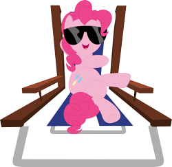Size: 3566x3467 | Tagged: safe, artist:porygon2z, imported from derpibooru, pinkie pie, earth pony, pony, beach chair, chair, chillaxing, female, mare, open mouth, simple background, solo, sunglasses, transparent background, vector