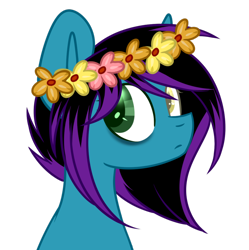 Size: 1024x1028 | Tagged: safe, artist:despotshy, imported from derpibooru, oc, oc only, oc:despy, floral head wreath, heterochromia, simple background, solo, transparent background