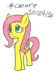 Size: 579x760 | Tagged: safe, artist:cmara, imported from derpibooru, fluttershy, female, solo, traditional art