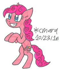 Size: 640x733 | Tagged: safe, artist:cmara, imported from derpibooru, pinkie pie, female, rearing, solo, traditional art