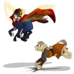 Size: 4000x4000 | Tagged: safe, artist:percy-mcmurphy, imported from derpibooru, earth pony, pony, unicorn, artificial wings, augmented, crossover, doctor strange, kaecilius, magic, magic wings, marvel, marvel cinematic universe, marvel comics, ponified, simple background, transparent background, wings