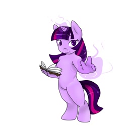 Size: 768x768 | Tagged: safe, artist:eyelessjackssis, imported from derpibooru, twilight sparkle, anthro, unguligrade anthro, book, female, magic, solo
