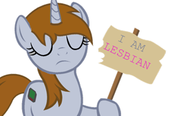 Size: 900x607 | Tagged: safe, artist:marianokun, imported from derpibooru, oc, oc only, oc:littlepip, pony, unicorn, fallout equestria, captain obvious, eyes closed, fanfic, fanfic art, female, horn, lesbian, mare, show accurate, sign, simple background, solo, text, transparent background