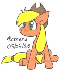 Size: 557x656 | Tagged: safe, artist:cmara, imported from derpibooru, applejack, female, solo, traditional art