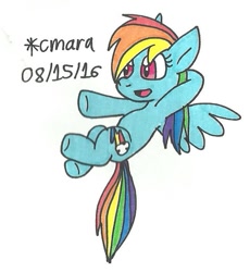 Size: 645x700 | Tagged: safe, artist:cmara, imported from derpibooru, rainbow dash, female, solo, traditional art