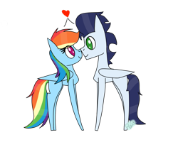 Size: 965x827 | Tagged: safe, artist:rai2n, imported from derpibooru, rainbow dash, soarin', pony, boop, heart, male, noseboop, shipping, simple background, soarindash, straight, transparent background