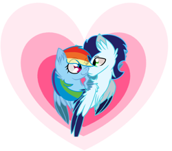 Size: 1024x900 | Tagged: safe, artist:azuradash, imported from derpibooru, rainbow dash, soarin', pony, colored wings, colored wingtips, heart, male, shipping, soarindash, straight