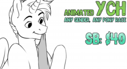 Size: 1280x691 | Tagged: safe, artist:somepony-ul, imported from derpibooru, animated, clothes, commission, cute, digital art, gif, gift art, smiling, socks, solo, your character here