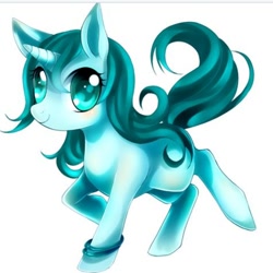 Size: 500x500 | Tagged: safe, artist:kenneos, imported from derpibooru, oc, oc only, oc:ambient waves, fox, fox pony, hybrid, original species, pony, unicorn, chibi, cute, kitsune, kitsune pony, solo, traditional art, watercolor painting