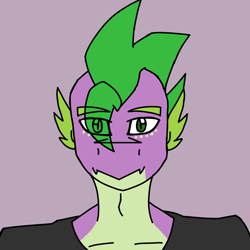 Size: 844x844 | Tagged: safe, artist:moonakart13, artist:moonaknight13, imported from derpibooru, spike, adult, adult spike, alternate universe, clothes, male, older, shirt, solo