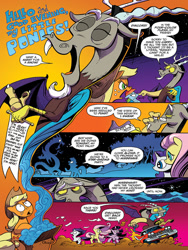 Size: 720x960 | Tagged: safe, artist:andypriceart, idw, imported from derpibooru, applejack, discord, fluttershy, rainbow dash, rarity, twilight sparkle, alicorn, pony, chaos theory (arc), spoiler:comic, spoiler:comic48, accord (arc), boop, breaking the fourth wall, christine, no fourth wall, part the first: from chaos comes order, plymouth fury, preview, rat fink, twilight sparkle (alicorn), wat