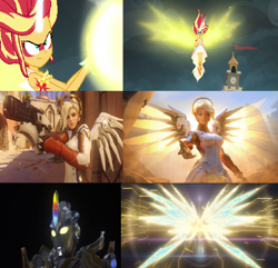 Size: 866x834 | Tagged: safe, imported from derpibooru, sunset shimmer, equestria girls, friendship games, comparison, daydream shimmer, mercy, overwatch, take my hand, ultraman, ultraman exceed x, ultraman exceed x beta spark armor, ultraman x, ultraman x the movie:here comes! our ultraman
