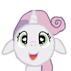 Size: 720x720 | Tagged: safe, artist:php30, imported from derpibooru, sweetie belle, animated, female, floppy ears, gif, heart eyes, looking at you, simple background, solo, transparent background, wingding eyes