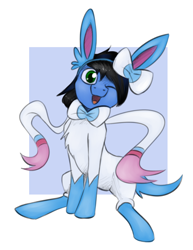 Size: 1216x1576 | Tagged: safe, artist:marsminer, imported from derpibooru, oc, oc only, oc:jettrax, sylveon, clothes, costume, pokémon, solo