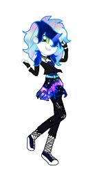 Size: 765x1357 | Tagged: safe, artist:m-elodysketches, imported from derpibooru, oc, oc only, oc:sapphire heart song, equestria girls, fanart, galaxy, multicolored hair, punk, solo