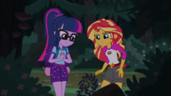 Size: 1280x720 | Tagged: safe, imported from derpibooru, screencap, sci-twi, sunset shimmer, twilight sparkle, equestria girls, legend of everfree, animated, female, gif