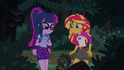 Size: 1138x640 | Tagged: safe, imported from derpibooru, screencap, sci-twi, sunset shimmer, twilight sparkle, equestria girls, legend of everfree, animated, female, gif