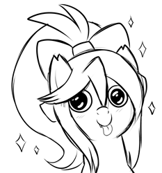 Size: 2234x2397 | Tagged: safe, artist:xwhitedreamsx, imported from derpibooru, oc, oc only, oc:sweet velvet, bat pony, pony, black and white, face of mercy, grayscale, looking at you, money face, monochrome, silly, silly pony, sketch, solo, tongue out