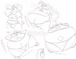 Size: 3275x2533 | Tagged: safe, artist:catstuxedo, imported from derpibooru, pinkie pie, twilight sparkle, human, belly, belly button, belly expansion, big belly, big breasts, bingo wings, black and white, blimp, breast expansion, breasts, burp, clothes, fat, floating, grayscale, growth, horned humanization, huge belly, huge breasts, humanized, impossibly large belly, inflated feet, inflated hands, inflation, midriff, monochrome, outie belly button, pencil drawing, pudgy pie, puffy cheeks, sequence, soda, soda inflation, stomach noise, thighs, thunder thighs, traditional art, underwear, wardrobe malfunction