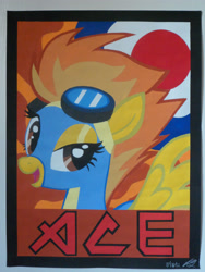 Size: 3000x4000 | Tagged: safe, artist:iceroadlion, imported from derpibooru, spitfire, female, heavy metal, painting, poster, solo