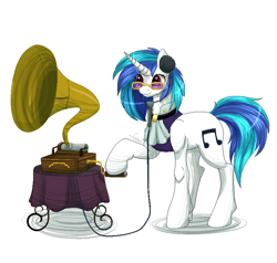 Size: 800x761 | Tagged: safe, artist:peachmayflower, imported from derpibooru, dj pon-3, vinyl scratch, pony, female, phonograph, solo, victrola scratch