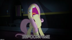 Size: 888x499 | Tagged: safe, edit, edited screencap, imported from derpibooru, screencap, fluttershy, scare master, 2spooky, faic, female, flutterscream, image macro, meme, solo