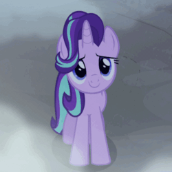 Size: 500x500 | Tagged: safe, imported from derpibooru, screencap, starlight glimmer, pony, unicorn, to where and back again, animated, blinking, cute, female, gif, glimmerbetes, happy, mare, mist, night, smiling, solo