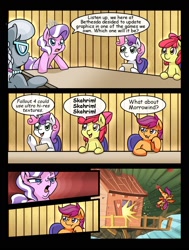 Size: 1202x1588 | Tagged: safe, artist:vavacung, edit, imported from derpibooru, apple bloom, diamond tiara, scootaloo, silver spoon, sweetie belle, earth pony, pegasus, pony, unicorn, arin hanson face, bethesda, comic, cutie mark, cutie mark crusaders, defenestration, employer meme, exploitable meme, faic, fallout 4, female, filly, meme, morrowind, parody, skyrim, the cmc's cutie marks, the elder scrolls