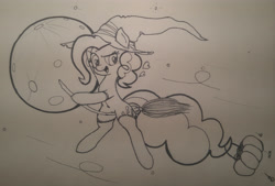 Size: 3512x2376 | Tagged: safe, artist:mang, imported from derpibooru, pinkie pie, female, grayscale, monochrome, solo, witch