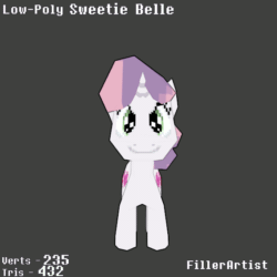 Size: 562x562 | Tagged: safe, artist:fillerartist, imported from derpibooru, sweetie belle, 3d, 60 fps, animated, cutie mark, female, gif, low poly, rotating, rotation, solo, the cmc's cutie marks