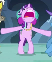Size: 349x413 | Tagged: safe, imported from derpibooru, screencap, discord, starlight glimmer, trixie, pony, unicorn, to where and back again, cropped, nose in the air, solo focus