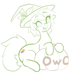 Size: 1000x1000 | Tagged: safe, artist:moronsonofboron, imported from derpibooru, oc, oc only, oc:sunny nebels, halloween, hat, holiday, jack-o-lantern, owo, pumpkin, solo, witch hat