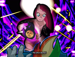 Size: 2560x1920 | Tagged: safe, artist:rostimen, imported from derpibooru, pinkie pie, rainbow dash, equestria girls, rainbow rocks, fight, jojo pose, jojo's bizarre adventure, killer queen, pinkiedash, shipping, stand